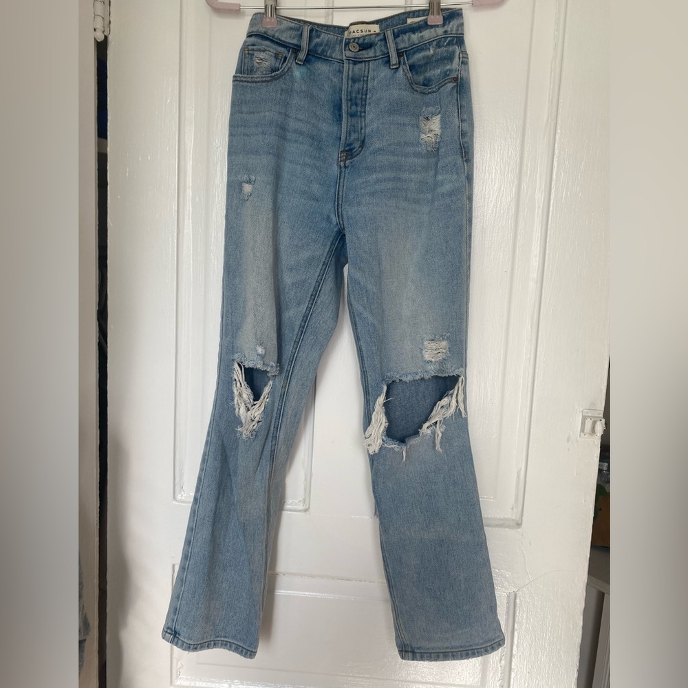 PacSun High Rise Straight Leg Ripped Jeans